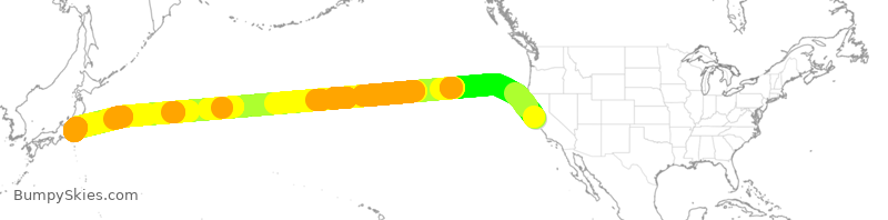 Turbulence forecast map for JAL1, SFO to JTT