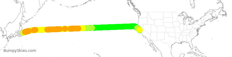 Turbulence forecast map for JAL2, HND to SFO