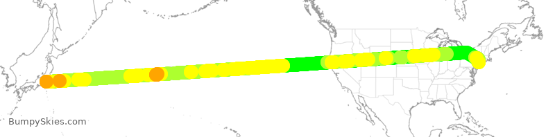 Turbulence forecast map for JAL4, JTT to JFK