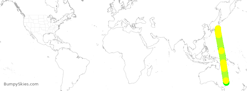 Turbulence forecast map for JAL51, JTT to SSY