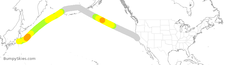 Turbulence forecast map for JAL57, SFO to JAA