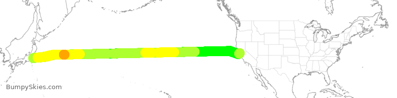Turbulence forecast map for JAL58, NRT to SFO