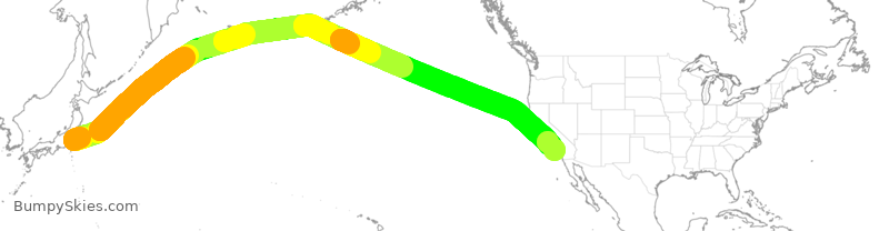 Turbulence forecast map for JAL62, NRT to LAX