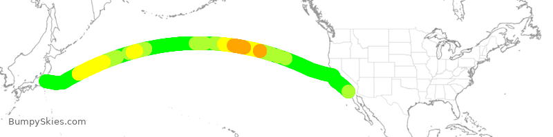 Turbulence forecast map for JAL65, SAN to NRT