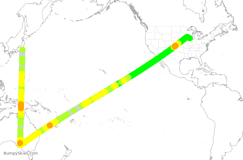 Turbulence forecast map for JAL6747, NRT to ORD