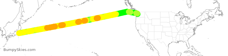 Turbulence forecast map for JAL68, JAA to SEA