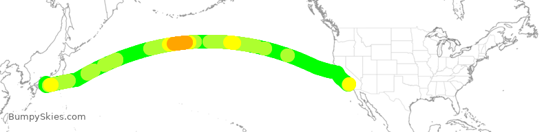 Turbulence forecast map for JAL69, LAX to KIX