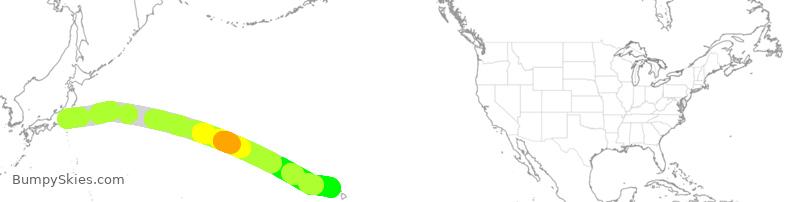 Turbulence forecast map for JAL72, HND to HNL
