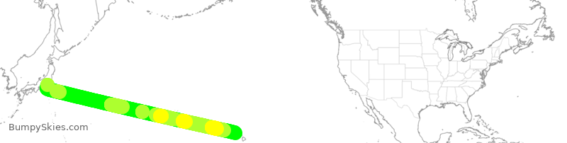 Turbulence forecast map for JAL74, HND to HNL