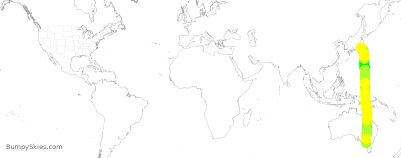 Turbulence forecast map for JAL773, JAA to MML