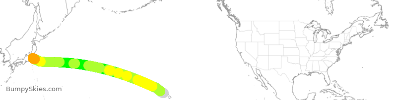 Turbulence forecast map for JAL785, HNL to NRT