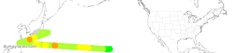 Turbulence forecast map for JAL790, KIX to HNL