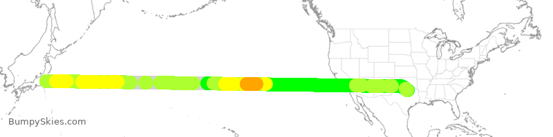 Turbulence forecast map for JAL8012, NRT to DFW