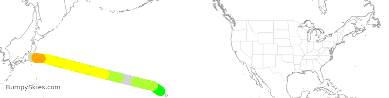 Turbulence forecast map for JAL8782, JAA to HNL
