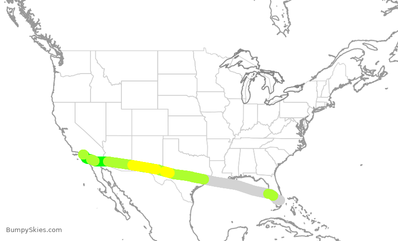 Turbulence forecast map for JBU101, FLL to LAX