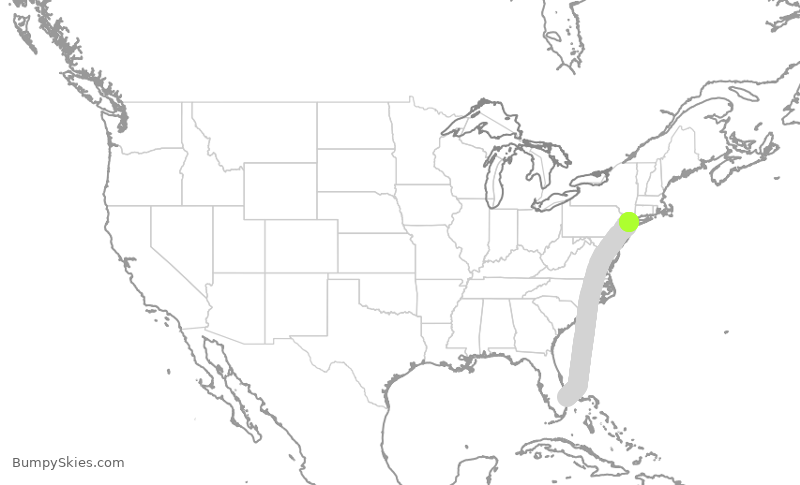 Turbulence forecast map for JBU1062, PBI to LGA
