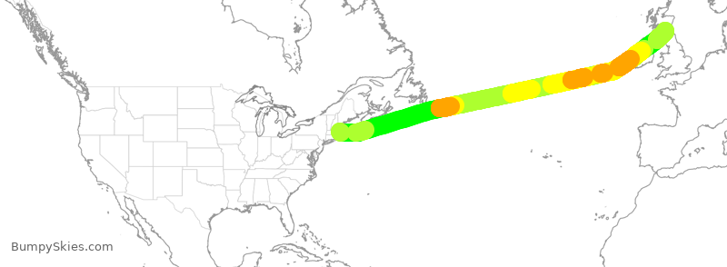 Turbulence forecast map for JBU1079, BOS to EDI