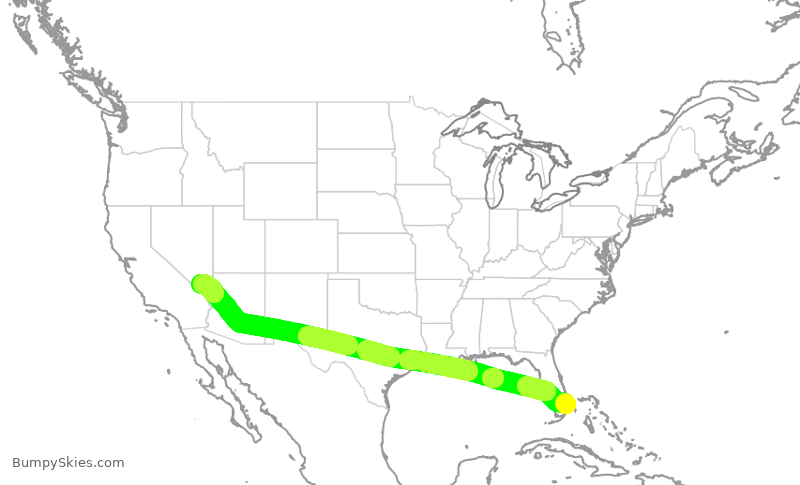 Turbulence forecast map for JBU107, FLL to LAS