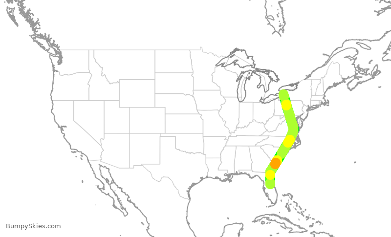 Turbulence forecast map for JBU1085, BUF to MCO