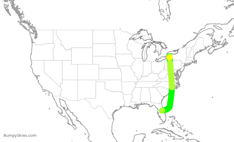 Turbulence forecast map for JBU1086, MCO to BUF