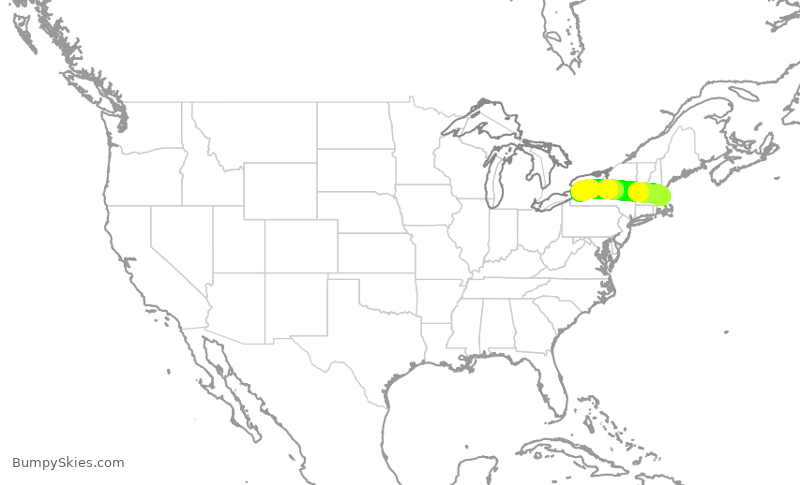 Turbulence forecast map for JBU1115, BOS to BUF