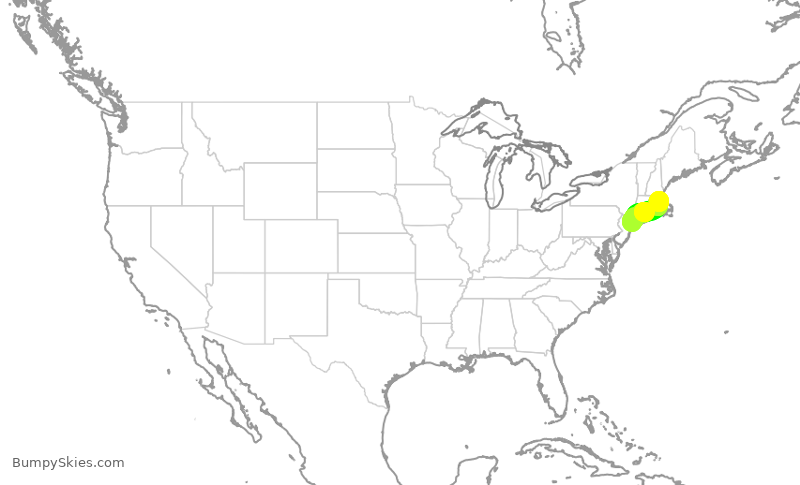Turbulence forecast map for JBU1118, JFK to BOS