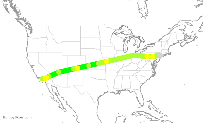 Turbulence forecast map for JBU1123, JFK to LAX