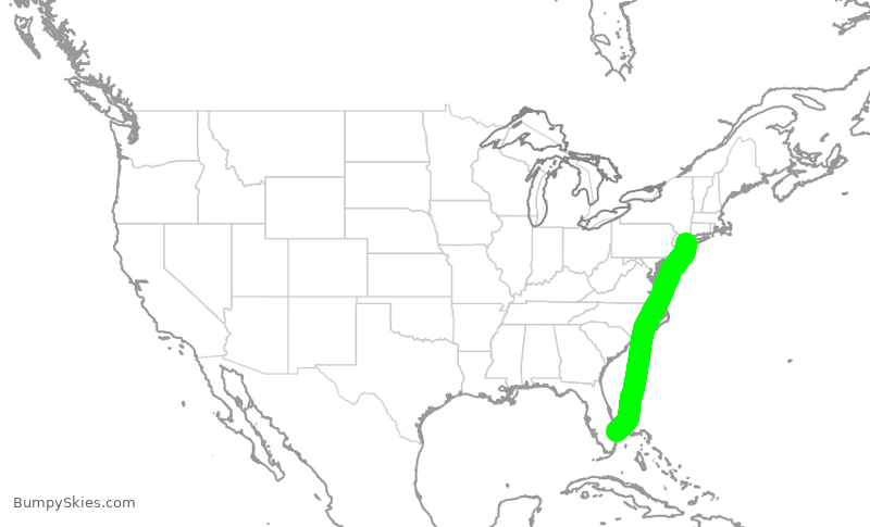 Turbulence forecast map for JBU1154, KDJT to JFK