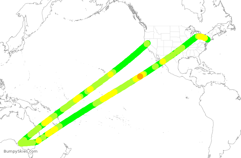 Turbulence forecast map for JBU115, JFK to SFO