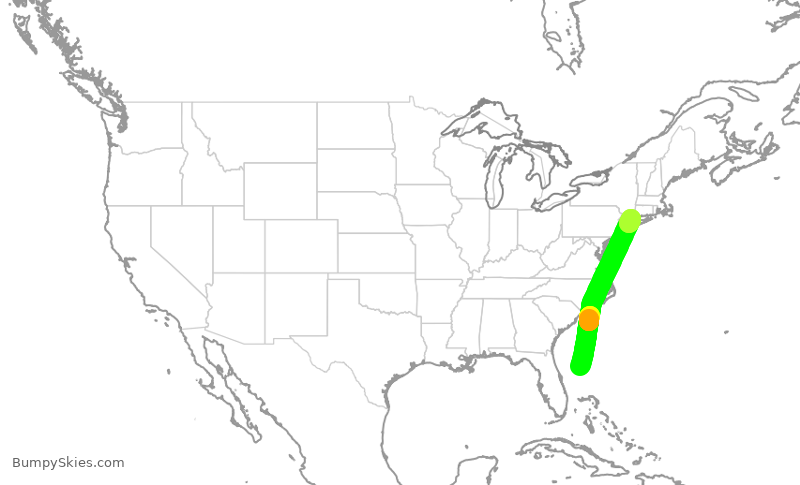 Turbulence forecast map for JBU1168, DJT to HPN