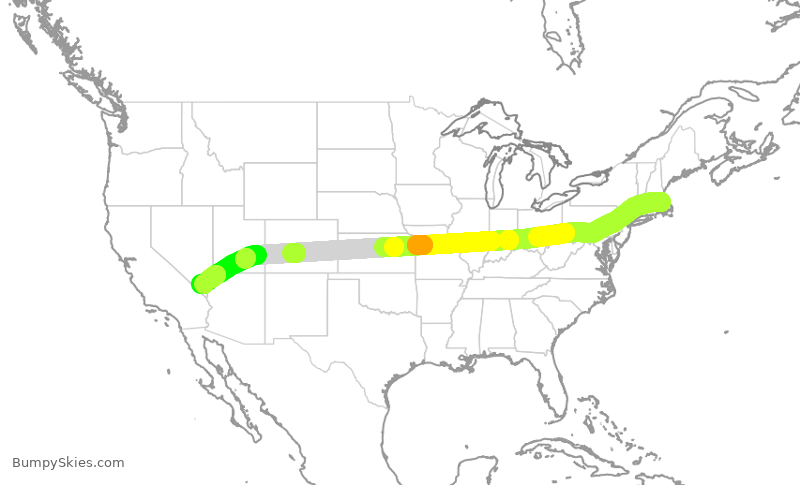 Turbulence forecast map for JBU1177, BOS to LAS