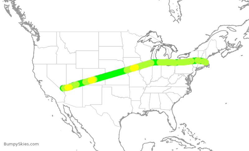 Turbulence forecast map for JBU1178, LAS to BOS