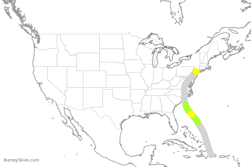 Turbulence forecast map for JBU1204, SDQ to EWR
