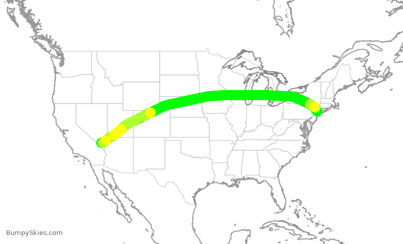 Turbulence forecast map for JBU1211, JFK to LAS