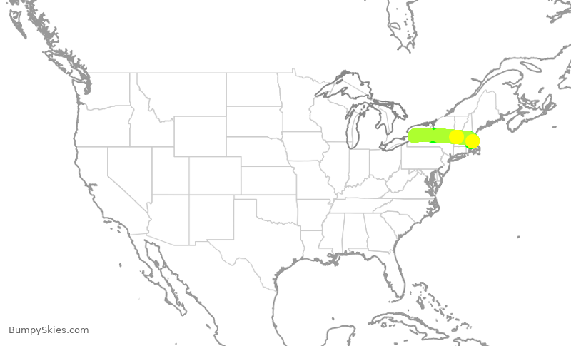 Turbulence forecast map for JBU1215, BOS to BUF