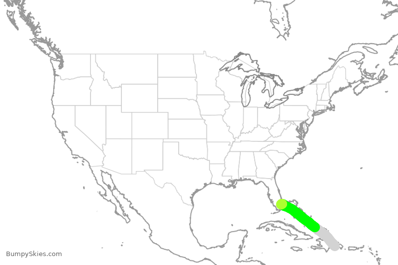 Turbulence forecast map for JBU1248, SDQ to FLL