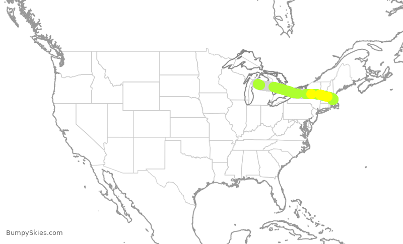 Turbulence forecast map for JBU1263, BOS to TVC