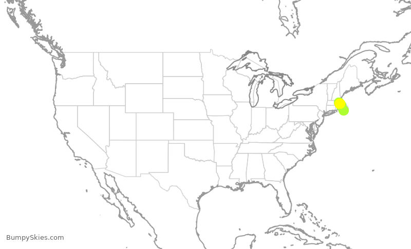 Turbulence forecast map for JBU1351, ACK to BOS