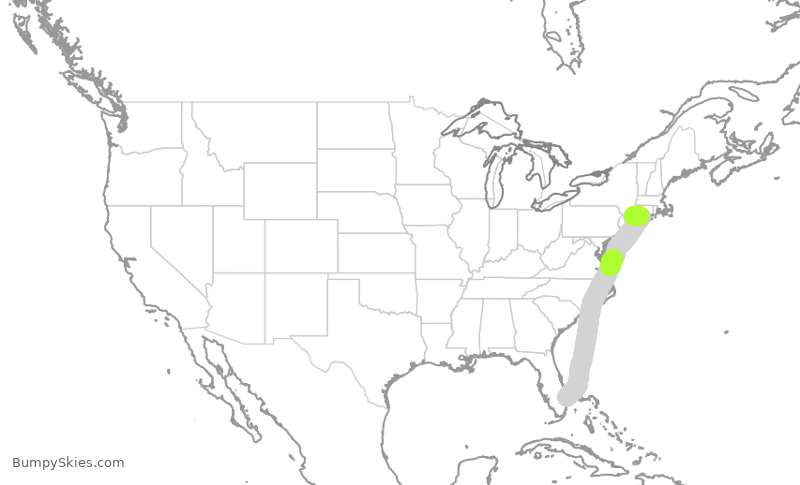 Turbulence forecast map for JBU1368, KDJT to HPN