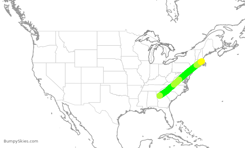 Turbulence forecast map for JBU1396, ATL to BOS