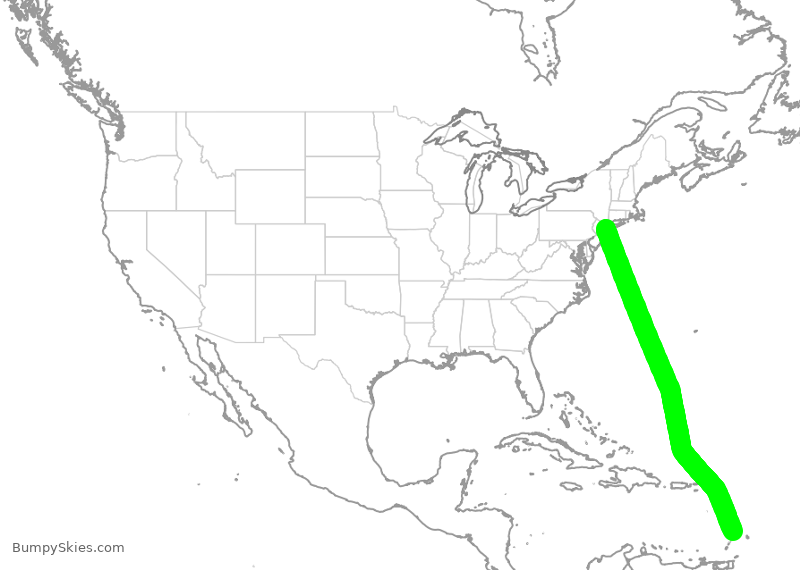 Turbulence forecast map for JBU1401, JFK to LPL