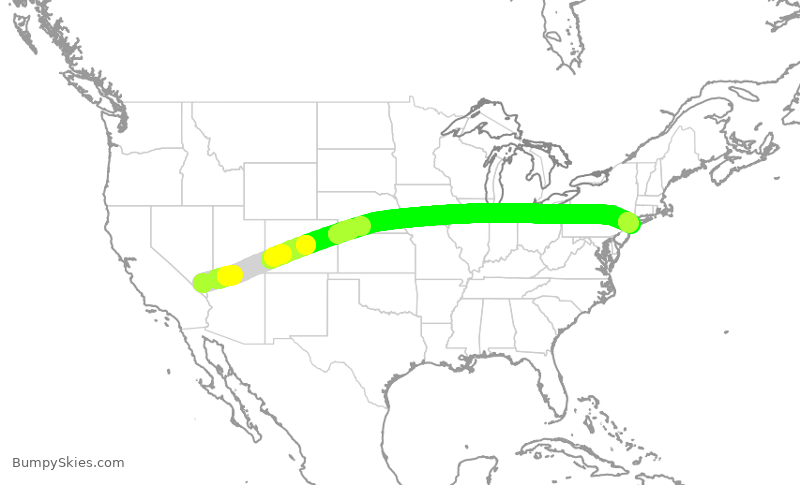 Turbulence forecast map for JBU1448, LAS to JFK
