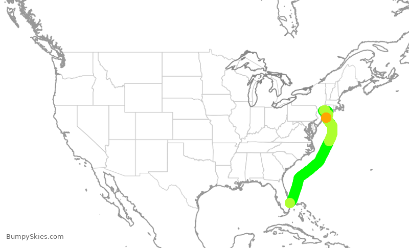 Turbulence forecast map for JBU1468, KDJT to HPN