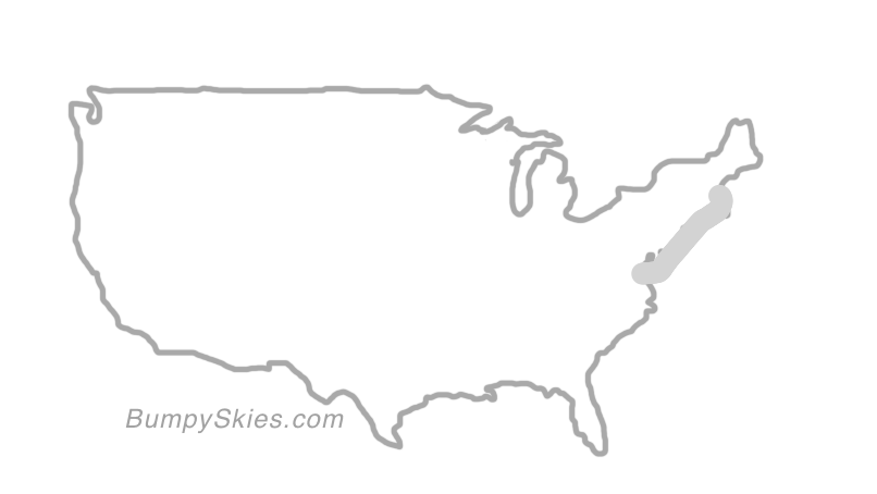 Map of continental US with illustrated flight path and turbulence forecast (described in text below)