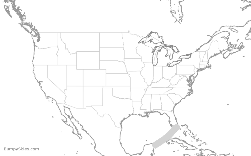 Turbulence forecast map for JBU1496, CUN to FLL