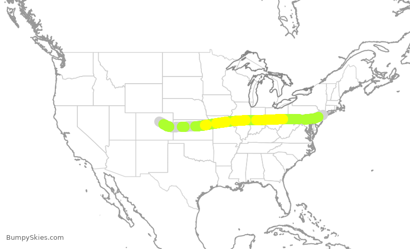 Turbulence forecast map for JBU1497, JFK to DEN