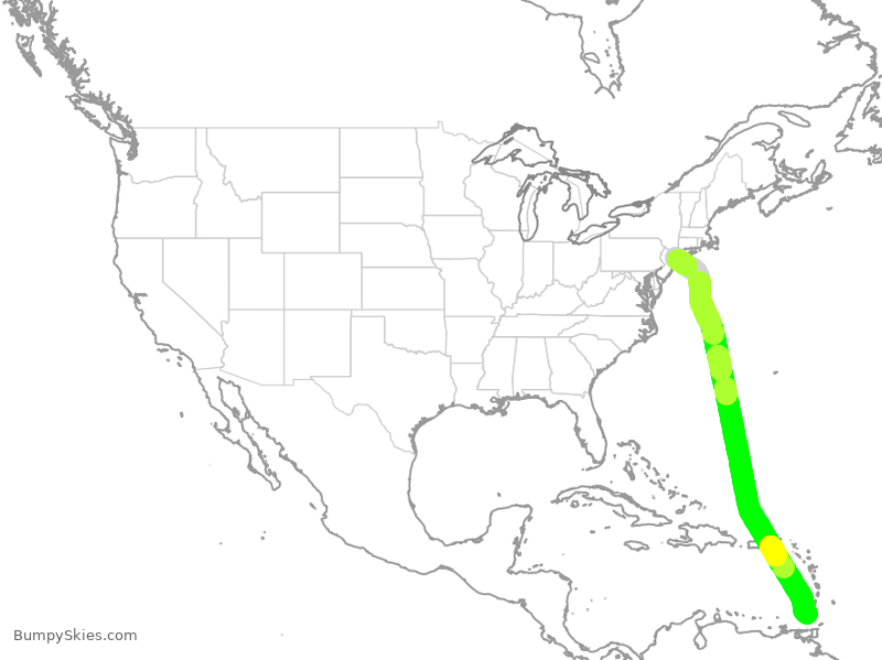 Turbulence forecast map for JBU149, JFK to GPY