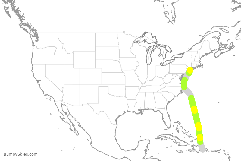 Turbulence forecast map for JBU1510, DSD to JFK