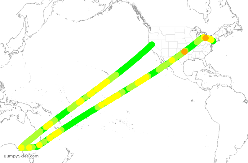 Turbulence forecast map for JBU1515, JFK to SFO