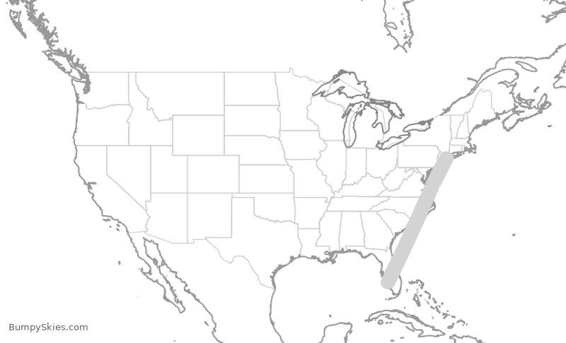 Turbulence forecast map for JBU1530, RSW to JFK